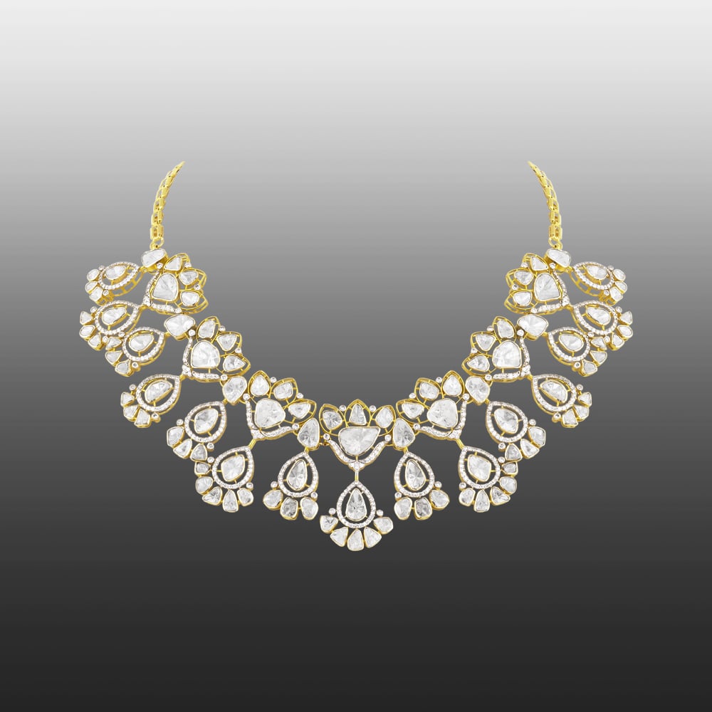 Polki Necklace with Pear & Teardrop Polki Diamond